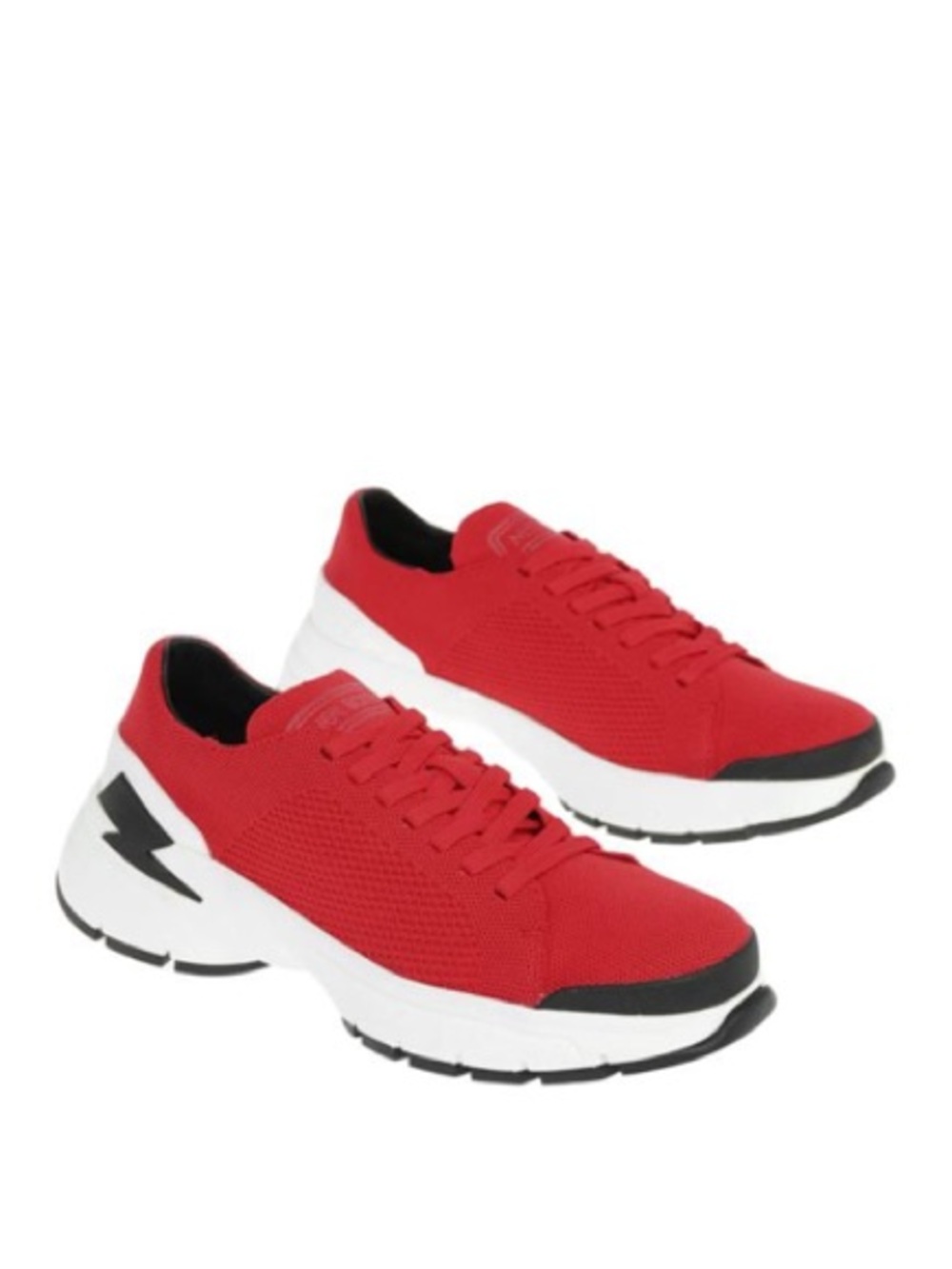 955. NIB Neil Barrett Red Knit Women's Sneakers with Black & White Accents